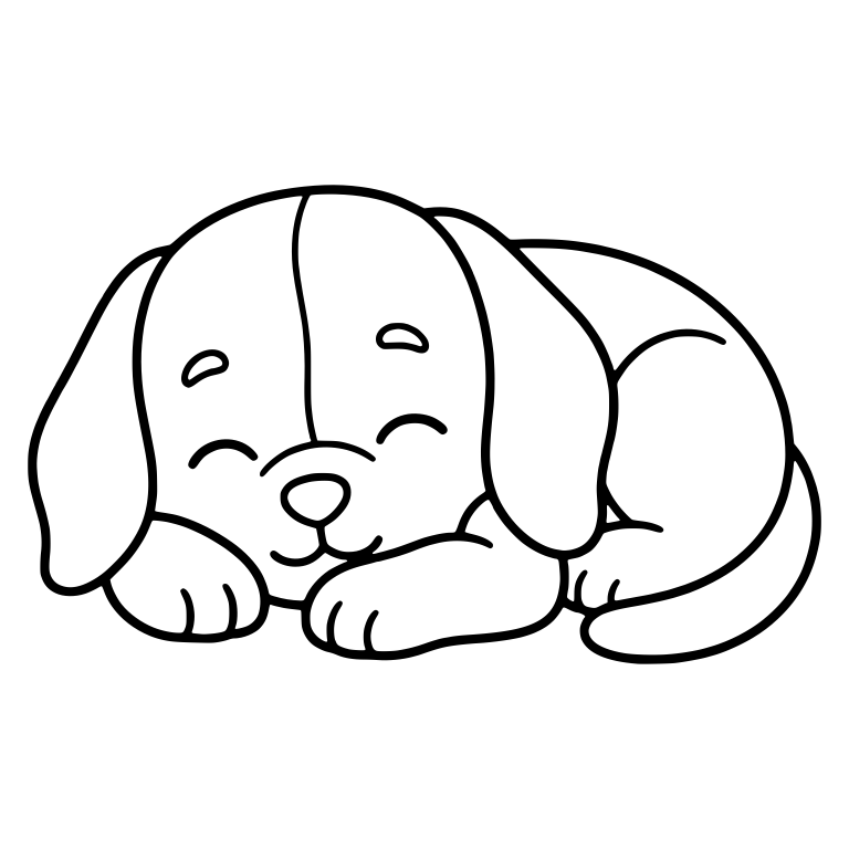 Curled Up Sleeping Beagle Puppy with Smiling Closed Eyes — free animal SVG cut file