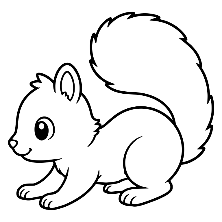Crouching Squirrel in Side View with Huge Arched Fluffy Tail — free animal SVG cut file