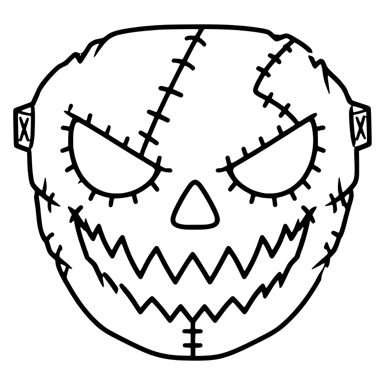 Stitched Mask With Jagged Grin And Angry Eyes — free objects SVG cut file