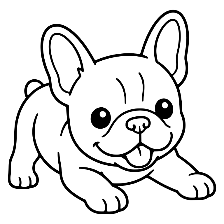 Crouching French Bulldog Puppy with Big Round Eyes — free animal SVG cut file