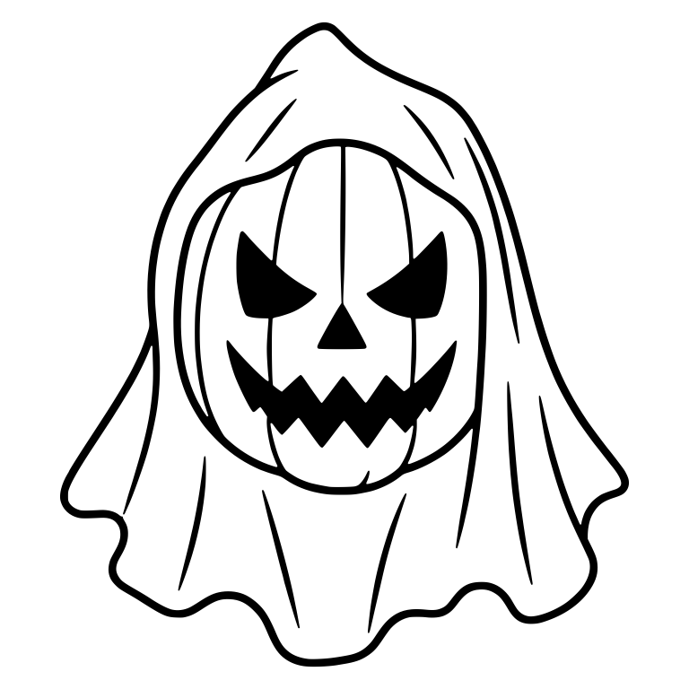 Jack-o-Lantern Face Under Draped Ghost Shroud — free fantasy-creature SVG cut file