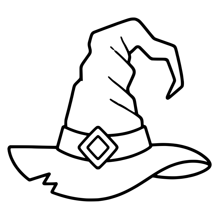 Bent Witch Hat with Diamond Buckle and Torn Brim — free objects SVG cut file