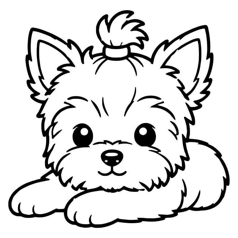 Lying Yorkie Puppy With Topknot and Paws Forward — free animal SVG cut file