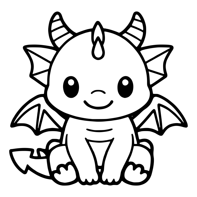 Smiling Baby Dragon with Head Crest and Arrow-Tip Tail — free fantasy-creature SVG cut file