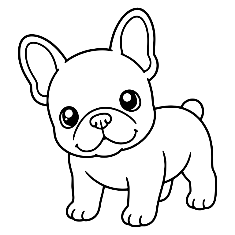 Standing French Bulldog Puppy With Round Tail Nub — free animal SVG cut file