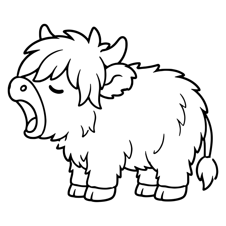 Side-View Highland Cow Yawning With Shaggy Coat — free animal SVG cut file