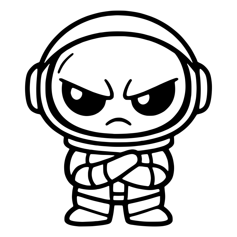 Grumpy Alien Astronaut in Space Helmet With Crossed Arms — free fantasy-creature SVG cut file