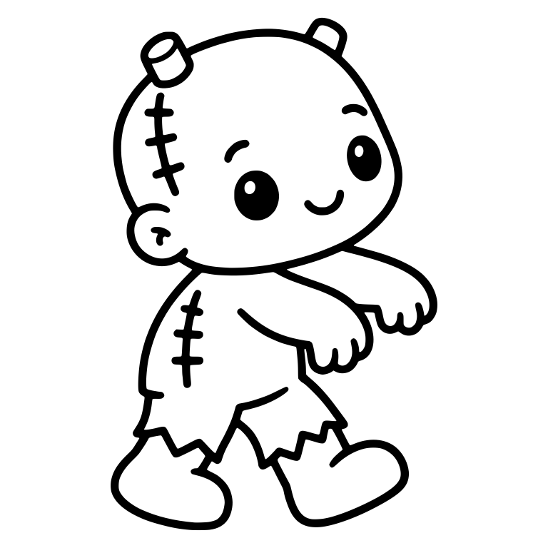 Walking Frankenstein Toddler With Stitches and Bolts — free fantasy-creature SVG cut file