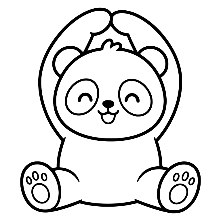 Sitting Panda Cub Stretching Arms Overhead — free animal SVG cut file