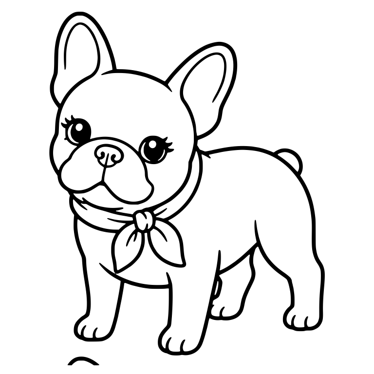 Standing French Bulldog With Knotted Bandana — free animal SVG cut file