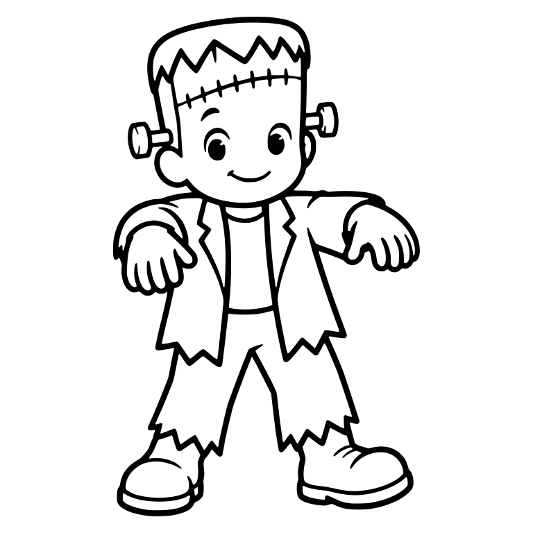Boy in Frankenstein Costume With Neck Bolts and Stitches — free characters SVG