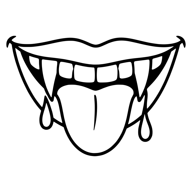 Vampire Mouth With Tongue Out and Blood Dripping From Fangs — free fantasy-creature SVG cut file
