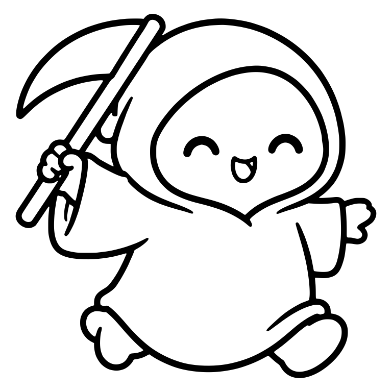 Cheerful Reaper Running With Scythe Raised High — free characters SVG cut file