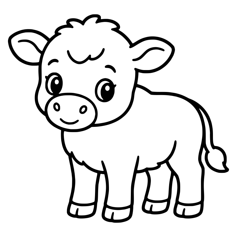 Fluffy Calf Looking Sideways With Tufted Tail — free animal SVG cut file