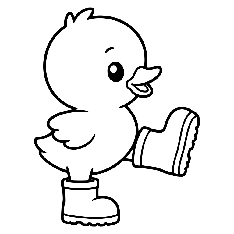 Side-View Duckling Kicking Out a Tall Rubber Boot — free animal SVG cut file