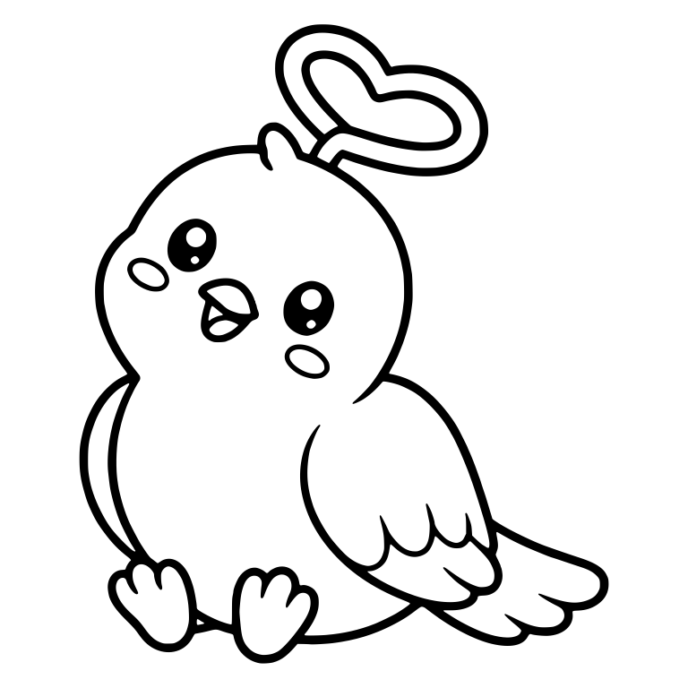 Sitting Dove With Tilted Heart Halo and Cheek Blush — free animal SVG cut file