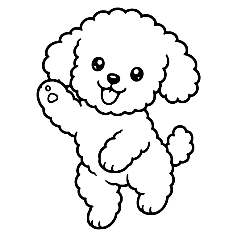Toy Poodle Puppy Standing and Waving One Paw — free animal SVG cut file