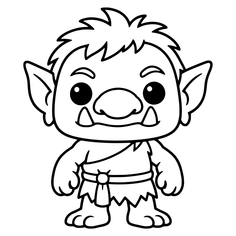 Standing Troll With Big Nose, Tusks and Knotted Belt — free fantasy-creature SVG cut file