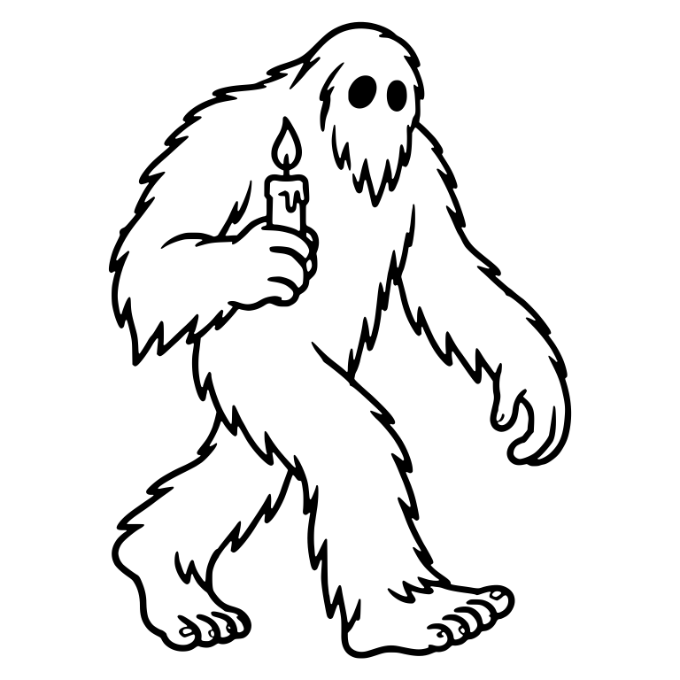 Furry Bigfoot Walking With a Lit Candle — free fantasy-creature SVG cut file