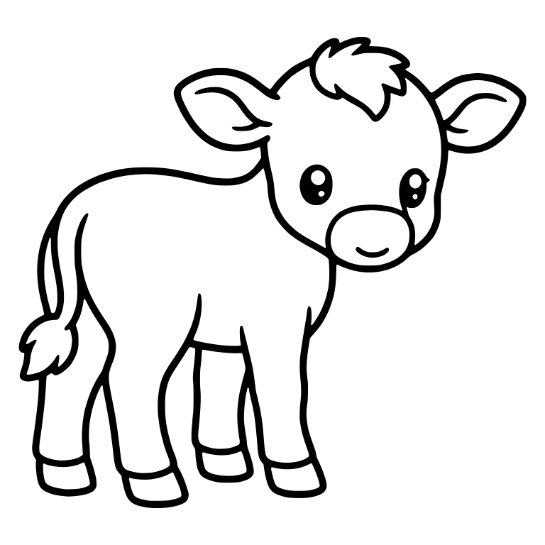 Side-View Standing Calf With Tufted Tail — free animal SVG cut file