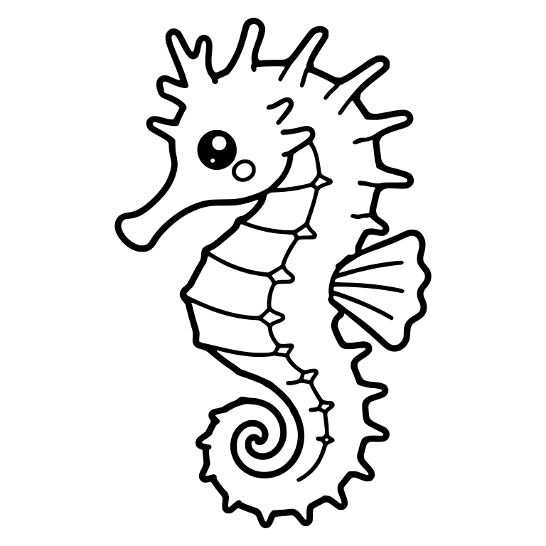 Spiny Seahorse With Spiked Crown and Small Back Spines — free animal SVG cut file