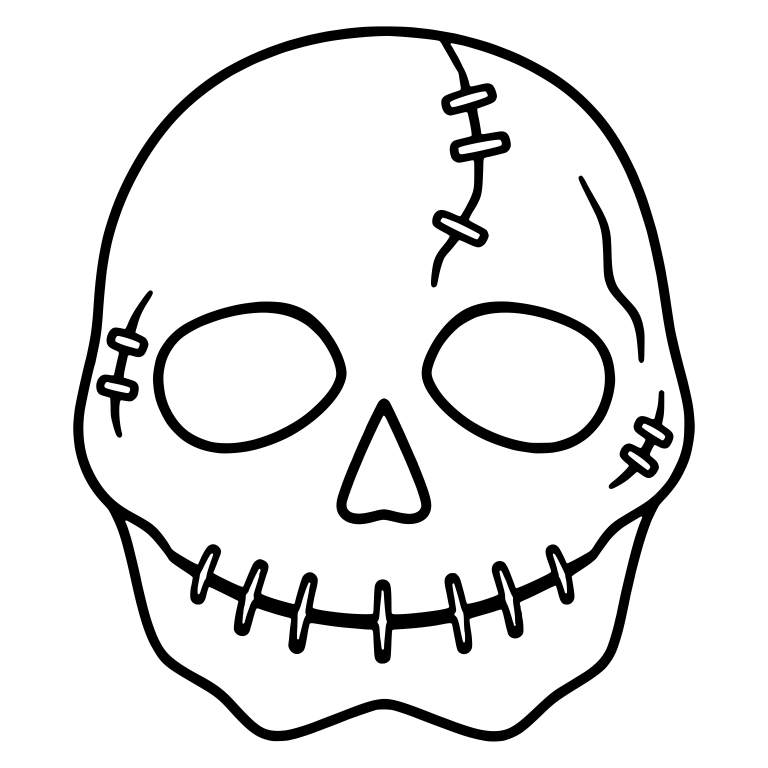 Stitched Skull Mask With Sewn Mouth And Forehead Seam — free skeleton SVG cut file