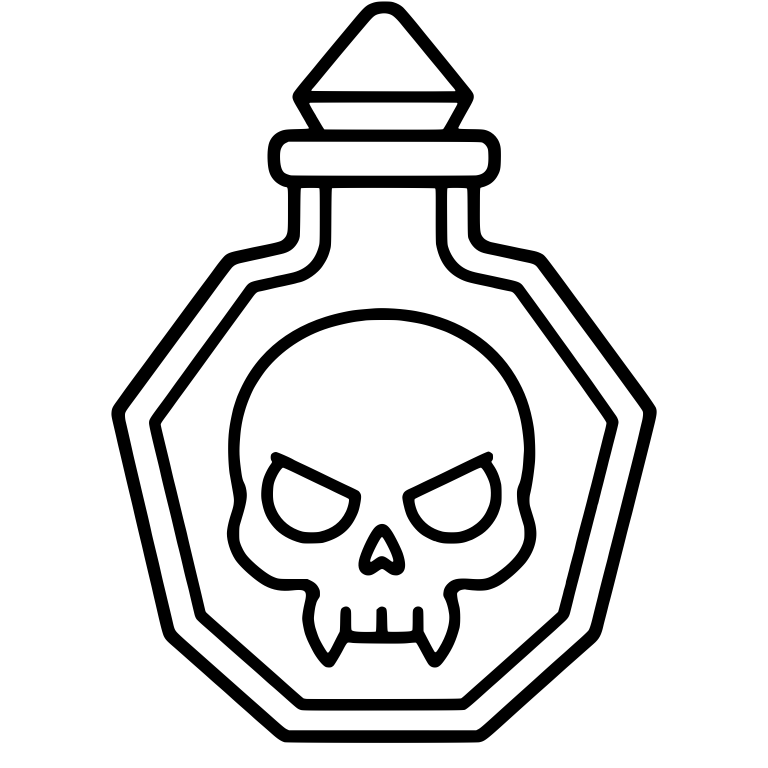 Faceted Poison Bottle With Fanged Skull — free objects SVG cut file