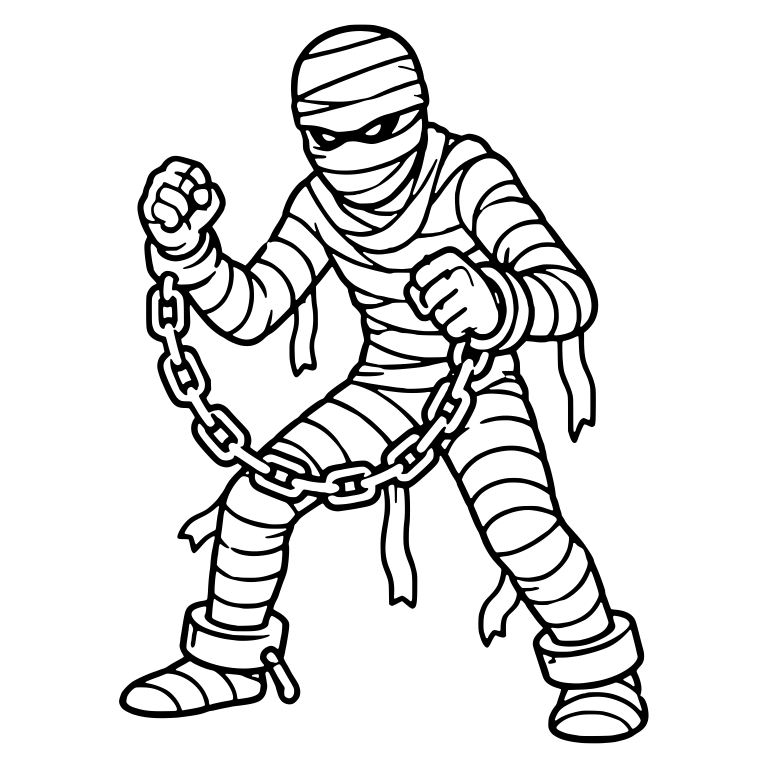 Mummy In Fighting Stance Gripping Chain — free fantasy-creature SVG cut file