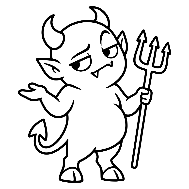 Shrugging Demon Holding Trident in One Hand — free fantasy-creature SVG cut file