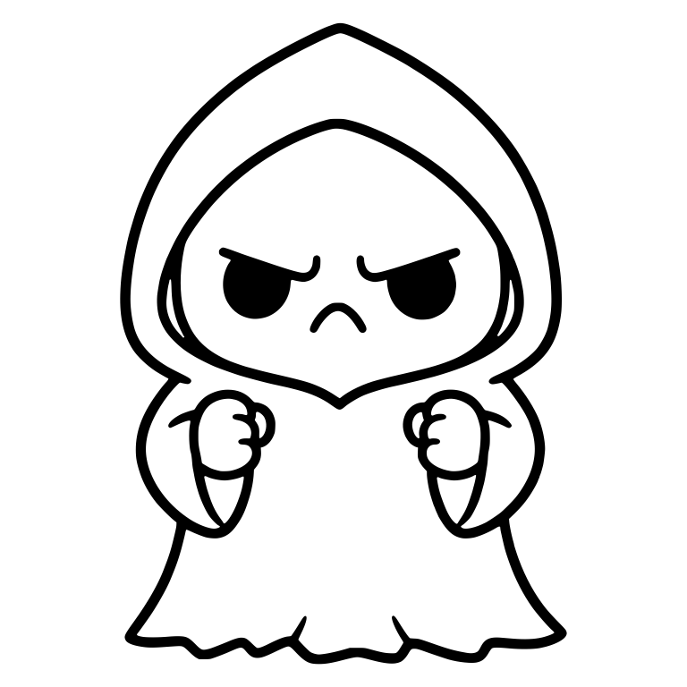 Scowling Grim Reaper Standing With Clenched Fists — free characters SVG cut file