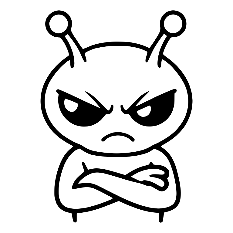 Grumpy Alien With Ball Antennae And Skinny Legs — free fantasy-creature SVG cut file