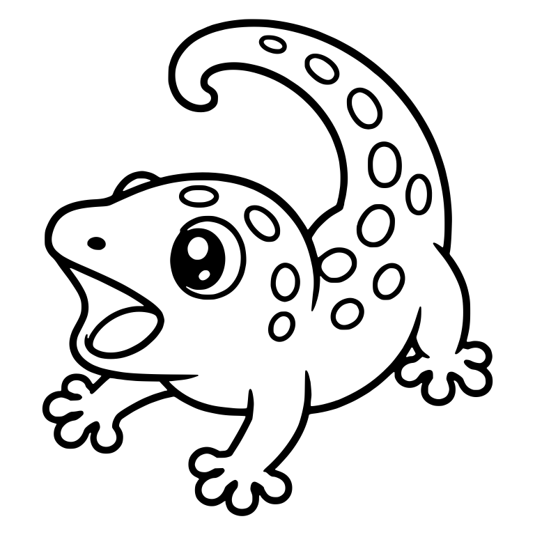 Spotted Gecko Calling With Open Mouth And Curled Tail — free animal SVG cut file