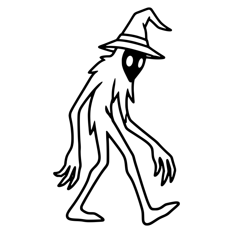 Tall Shaggy Cryptid Walking in a Witch Hat — free fantasy-creature SVG cut file
