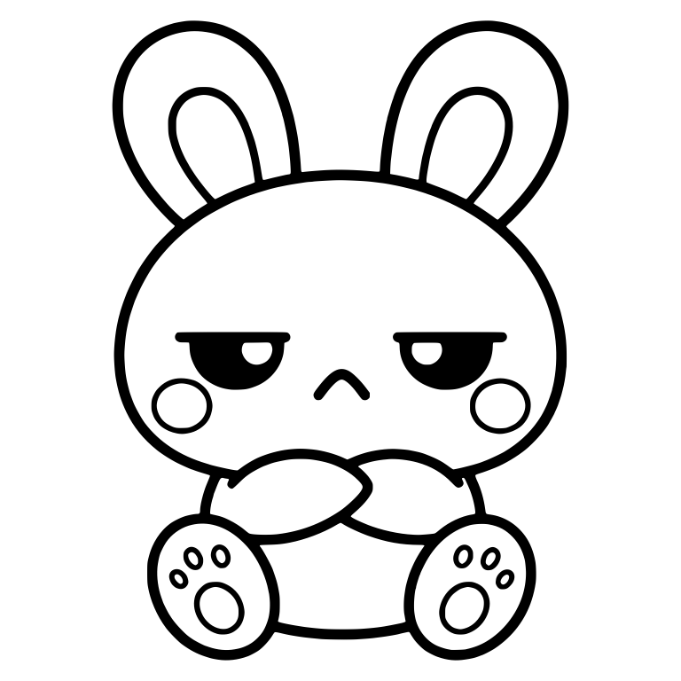 Grumpy Bunny Sitting With Arms Crossed — free animal SVG cut file