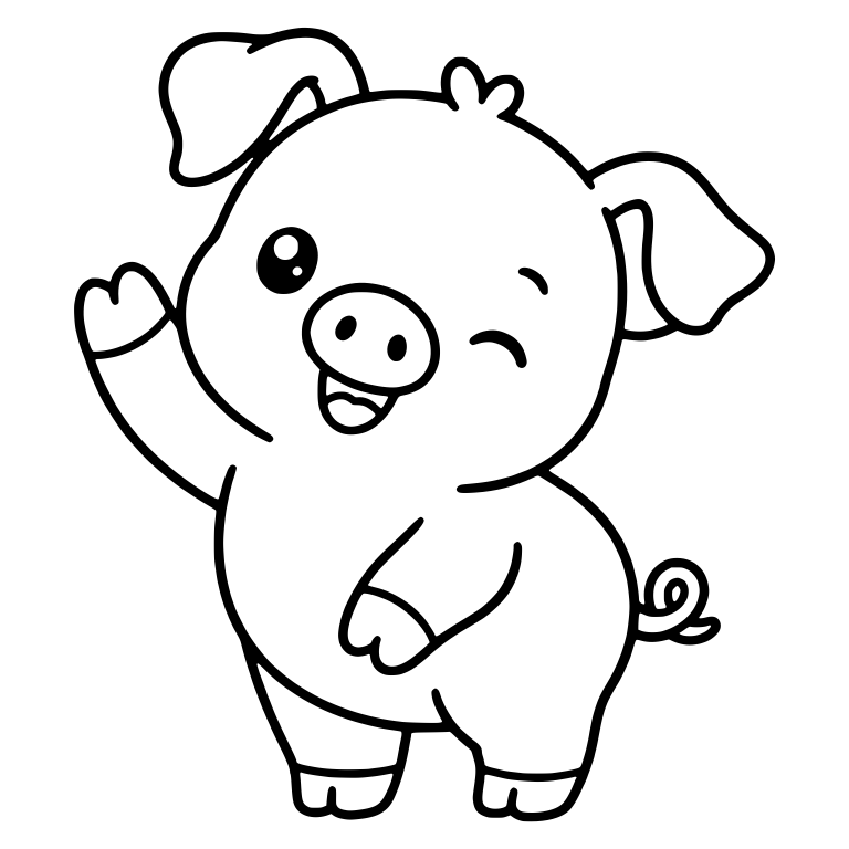 Winking Pig Waving One Trotter — free animal SVG cut file