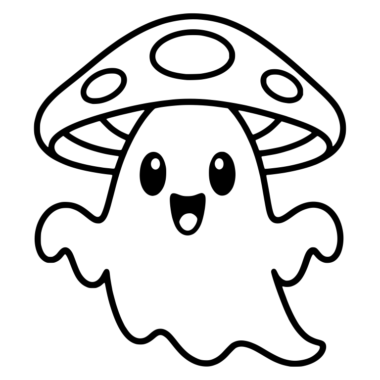 Friendly Ghost Wearing a Mushroom Cap — free fantasy-creature SVG cut file