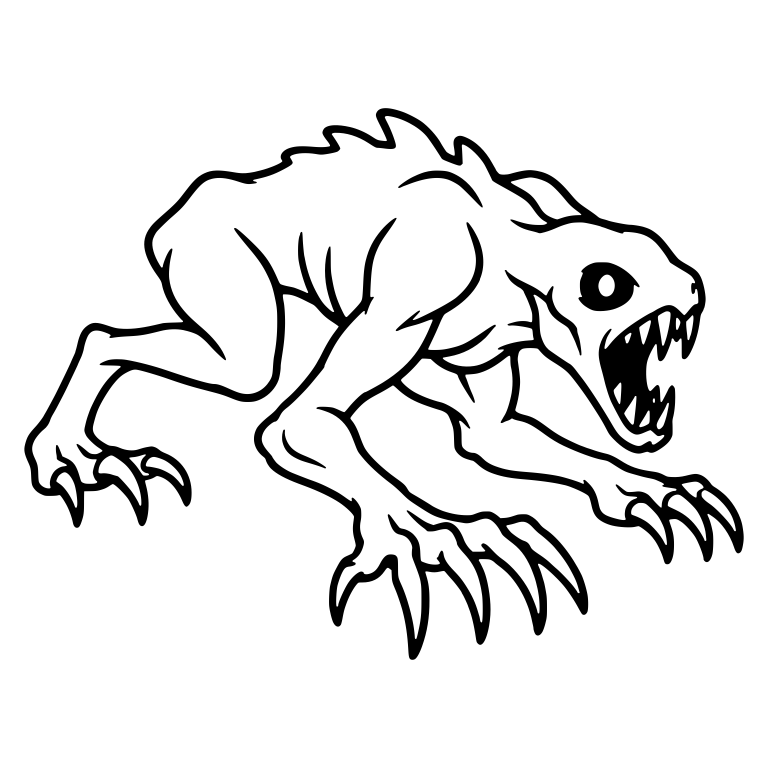 Fanged Spiky-Backed Beast Crawling on Clawed Arms — free fantasy-creature SVG cut file