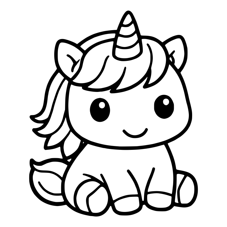 Sitting Unicorn with Round Head and Side Mane — free fantasy-creature SVG cut file