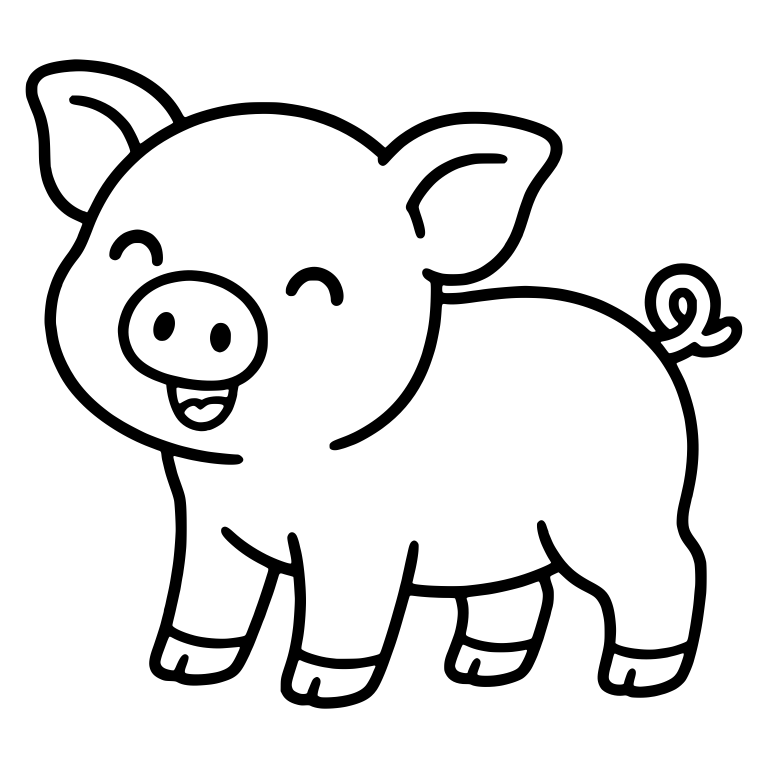 Smiling Piglet Standing in Side View with Open Mouth — free animal SVG cut file