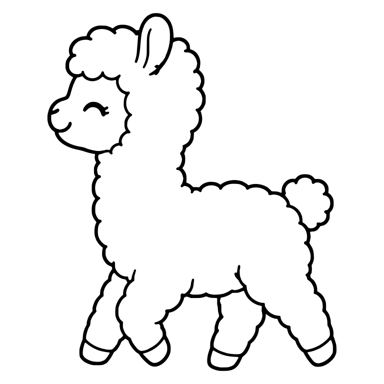 Strolling Llama Side View With Long Ear and Tail Pom — free animal SVG cut file