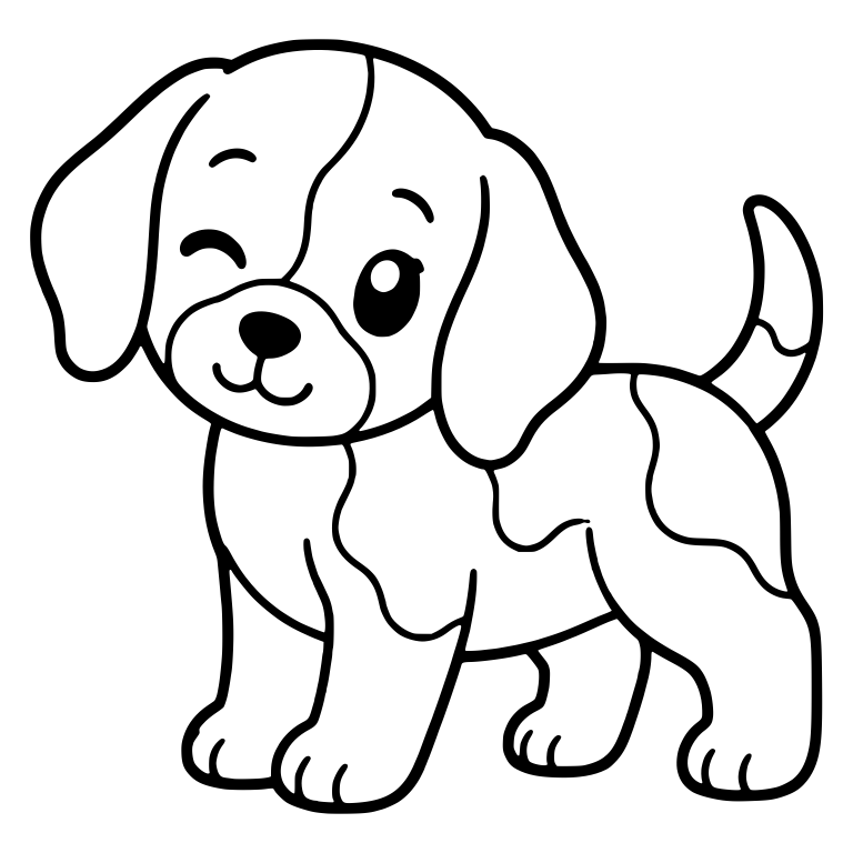 Standing Winking Beagle Puppy With Spotted Body And Tail — free animal SVG cut file