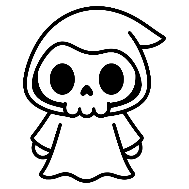 Chibi Hooded Reaper Standing with Big Round Eyes — free characters SVG cut file