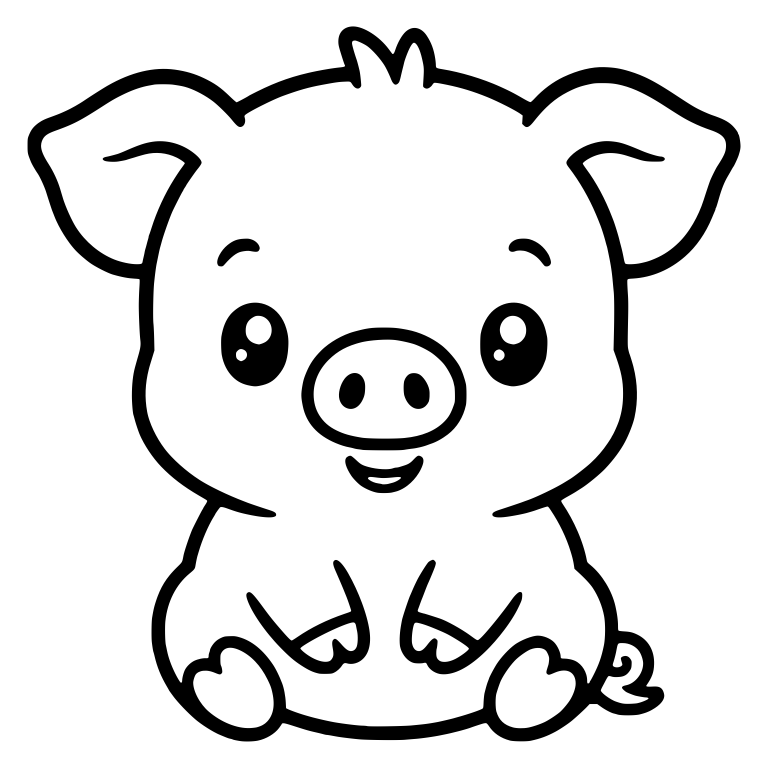 Sitting Piglet with Sparkly Eyes and Tiny Smile — free animal SVG cut file