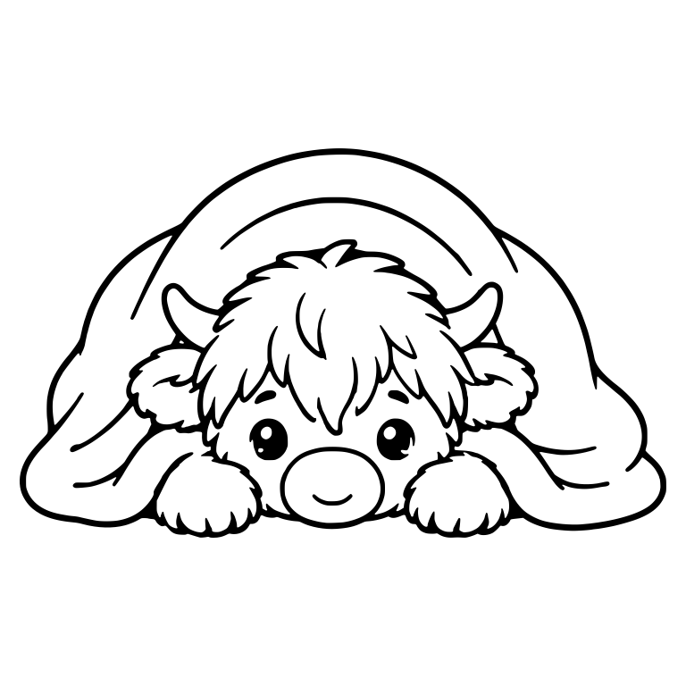Highland Calf Peeking Out from Under a Blanket — free animal SVG cut file