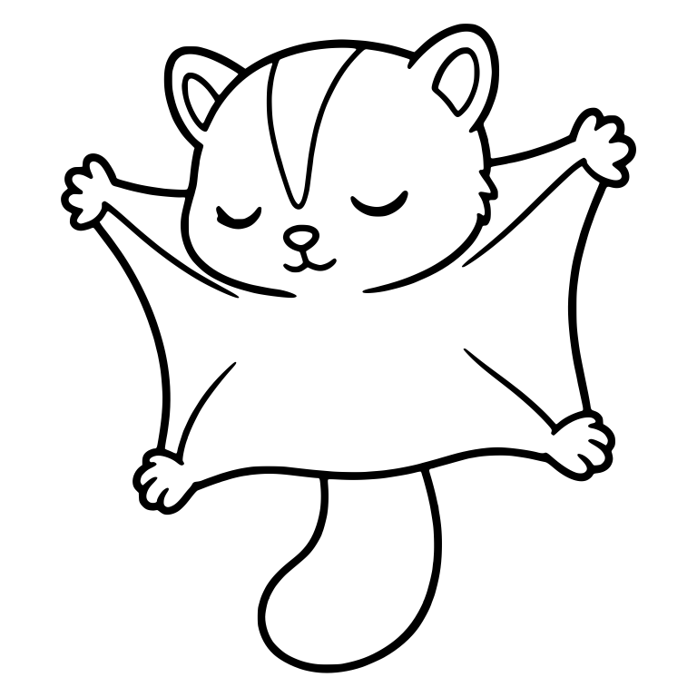 Sleepy Flying Squirrel with Arms Spread and Closed Eyes — free animal SVG cut file