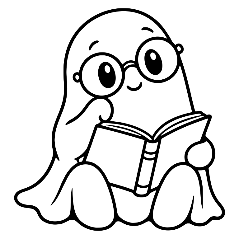 Ghost With Round Glasses Reading Book — free fantasy-creature SVG cut file