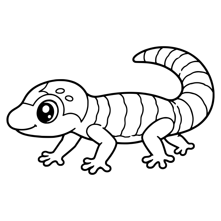 Walking Banded Gecko With Striped Back And Raised Tail — free animal SVG cut file