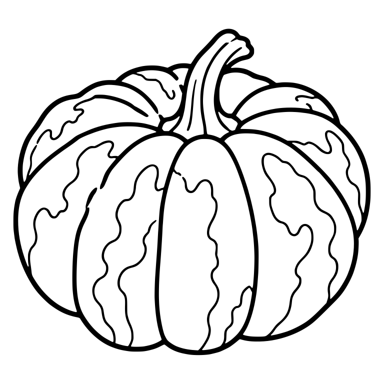 Squat Pumpkin with Wavy Marbled Stripes on Each Rib — free floral SVG cut file