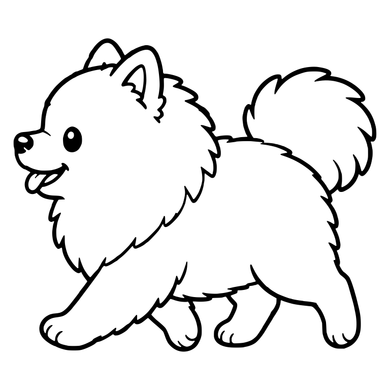 Pomeranian Walking With Big Upright Fluffy Tail — free animal SVG cut file
