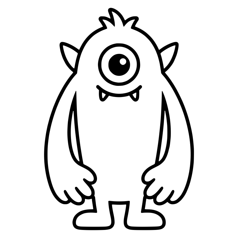 Tall One-Eyed Monster with Pointy Ears and Hair Tuft — free fantasy-creature SVG cut file